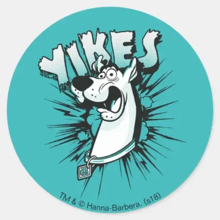 Scooby Doo Yikes Halftone Graphic Classic Round Sticker