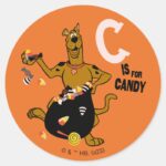 Scooby Doo C Is For Candy Classic Round Sticker