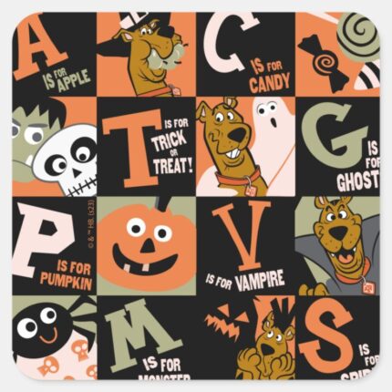 Scooby Doo Halloween Pattern Square Sticker