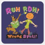 Scooby Doo Ruh Roh Wrong Spell Square Sticker