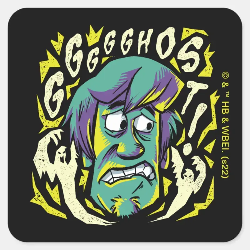 Scooby Doo Scared Shaggy Square Sticker