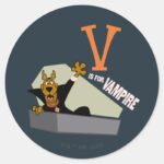 Scooby Doo V Is For Vampire Classic Round Sticker
