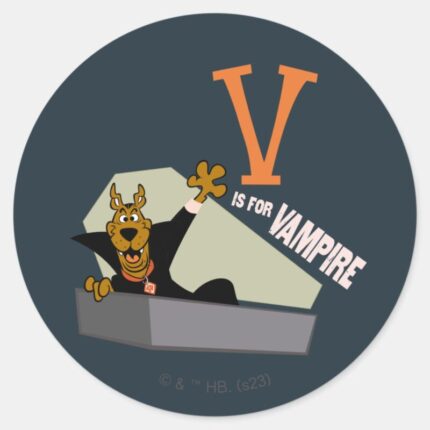 Scooby Doo V Is For Vampire Classic Round Sticker
