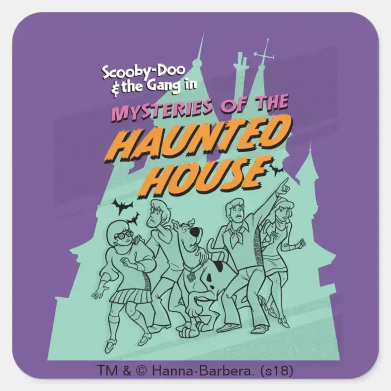 Scooby Doo And The Gang Haunted House Square Sticker