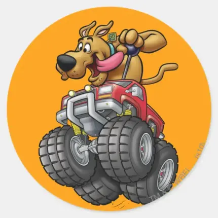 Scooby Doo Monster Truck Classic Round Sticker