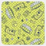 Scooby Snacks Galore Checker Pattern Square Sticker