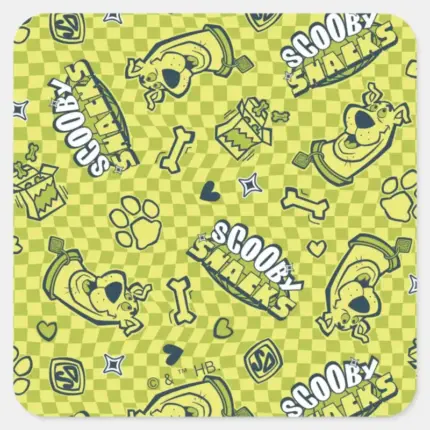 Scooby Snacks Galore Checker Pattern Square Sticker