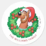 Scooby In Christmas Wreath Personalized Classic Round Sticker