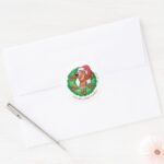 Scooby In Christmas Wreath Personalized Classic Round Sticker