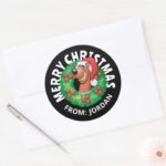 Scooby In Christmas Wreath Personalized Classic Round Sticker