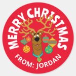 Scooby The Reindeer Merry Christmas Classic Round Sticker