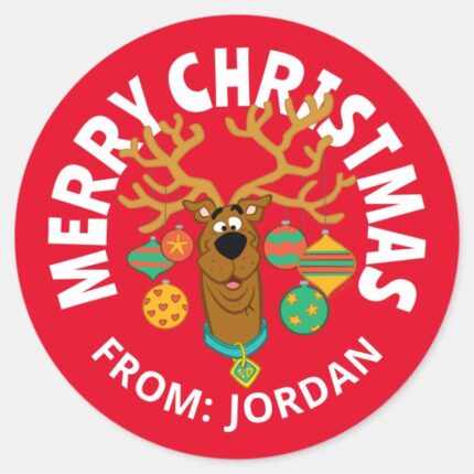 Scooby The Reindeer Merry Christmas Classic Round Sticker