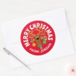 Scooby The Reindeer Merry Christmas Classic Round Sticker