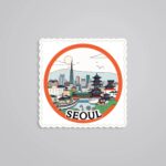 Seoul City Skyline And Tradition Post Stamp Travels Stickers