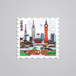Seoul City Tower Post Stamp Travels Stickers