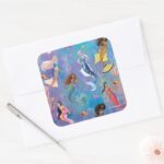 Sisters Of The Sea Ocean Pattern Square Sticker