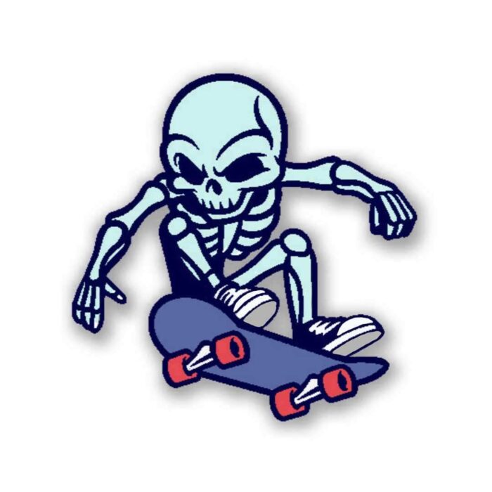 Skating Skull Sticker