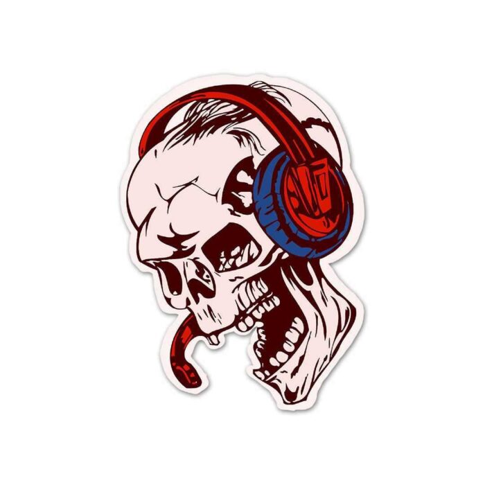 Skull Listening Music Sticker