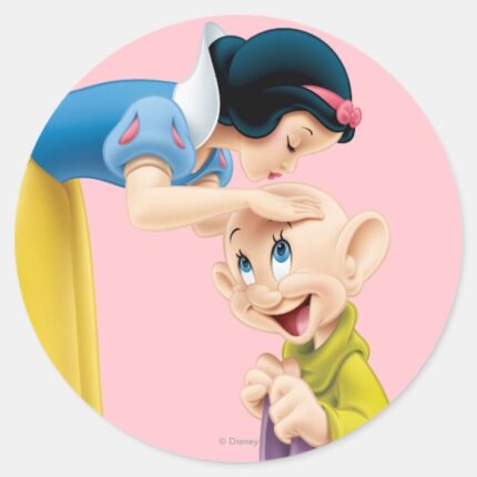 Snow White Kissing Dopey On The Head Classic Round Sticker
