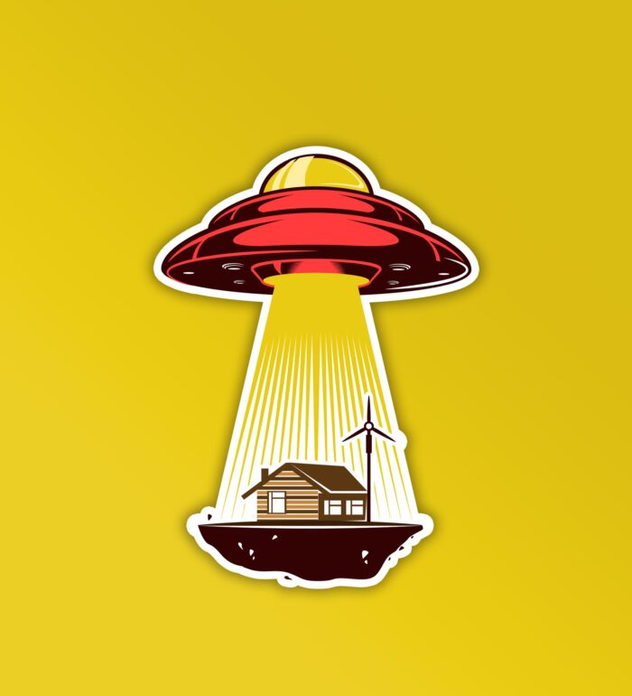 Spaceship Taking House Sticker