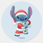 Spread Christmas Cheer With Lilo Stitch Classic Round Sticker