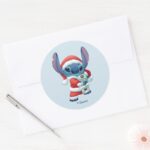 Spread Christmas Cheer With Lilo Stitch Classic Round Sticker