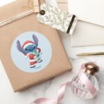 Spread Christmas Cheer With Lilo Stitch Classic Round Sticker