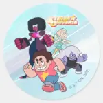 Steven Universe Crystal Gem Group Action Classic Round Sticker