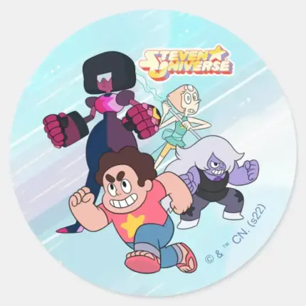 Steven Universe Crystal Gem Group Action Classic Round Sticker