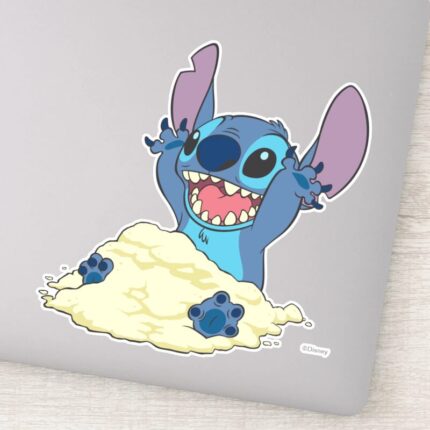 Stich Playing In Sand Disney Sticker