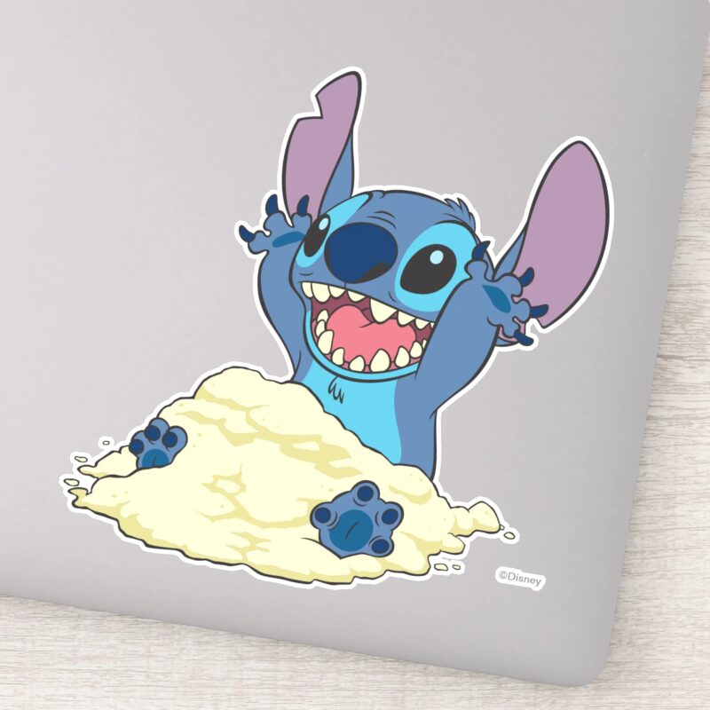 Stich Playing In Sand Disney Sticker