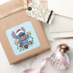 Stitch Christmas Lights Square Sticker