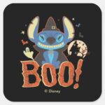 Stitch Halloween Boo Square Sticker