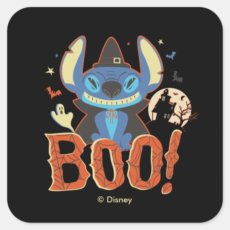 Stitch Halloween Boo Square Sticker