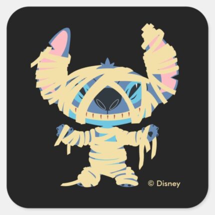 Stitch Halloween Mummy Square Sticker