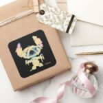 Stitch Halloween Mummy Square Sticker