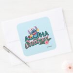 Stitch Aloha Christmas Square Sticker