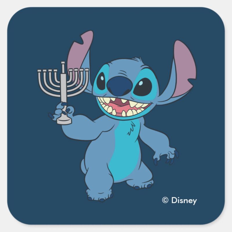 Stitch Happy Hanukkah Square Sticker