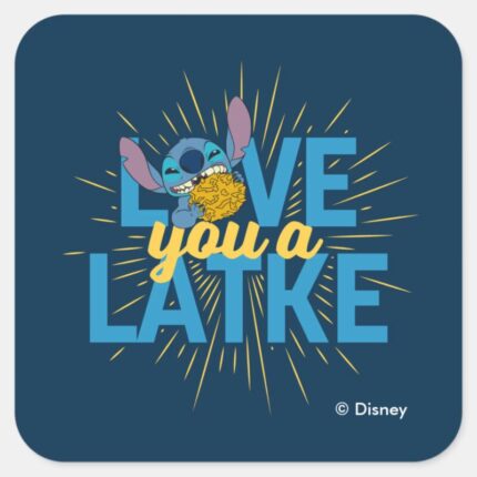 Stitch Love You A Latke Square Sticker
