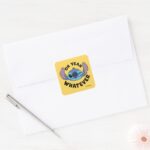 Stitch Oh Yeah Whatever Square Sticker