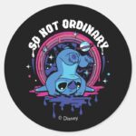 Stitch So Not Ordinary Classic Round Sticker