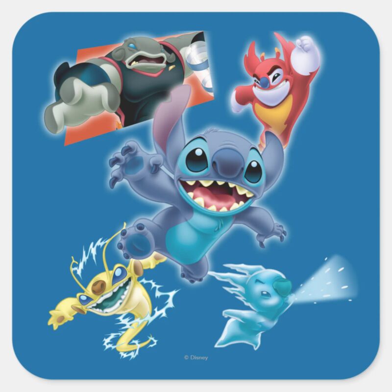 Stitch And Friends Square Sticker