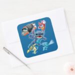 Stitch And Friends Square Sticker