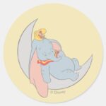 Sweet Dumbo And Timothy Sleeping Classic Round Sticker