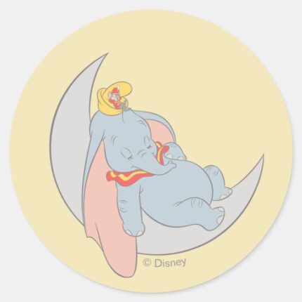 Sweet Dumbo And Timothy Sleeping Classic Round Sticker