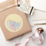 Sweet Dumbo And Timothy Sleeping Classic Round Sticker