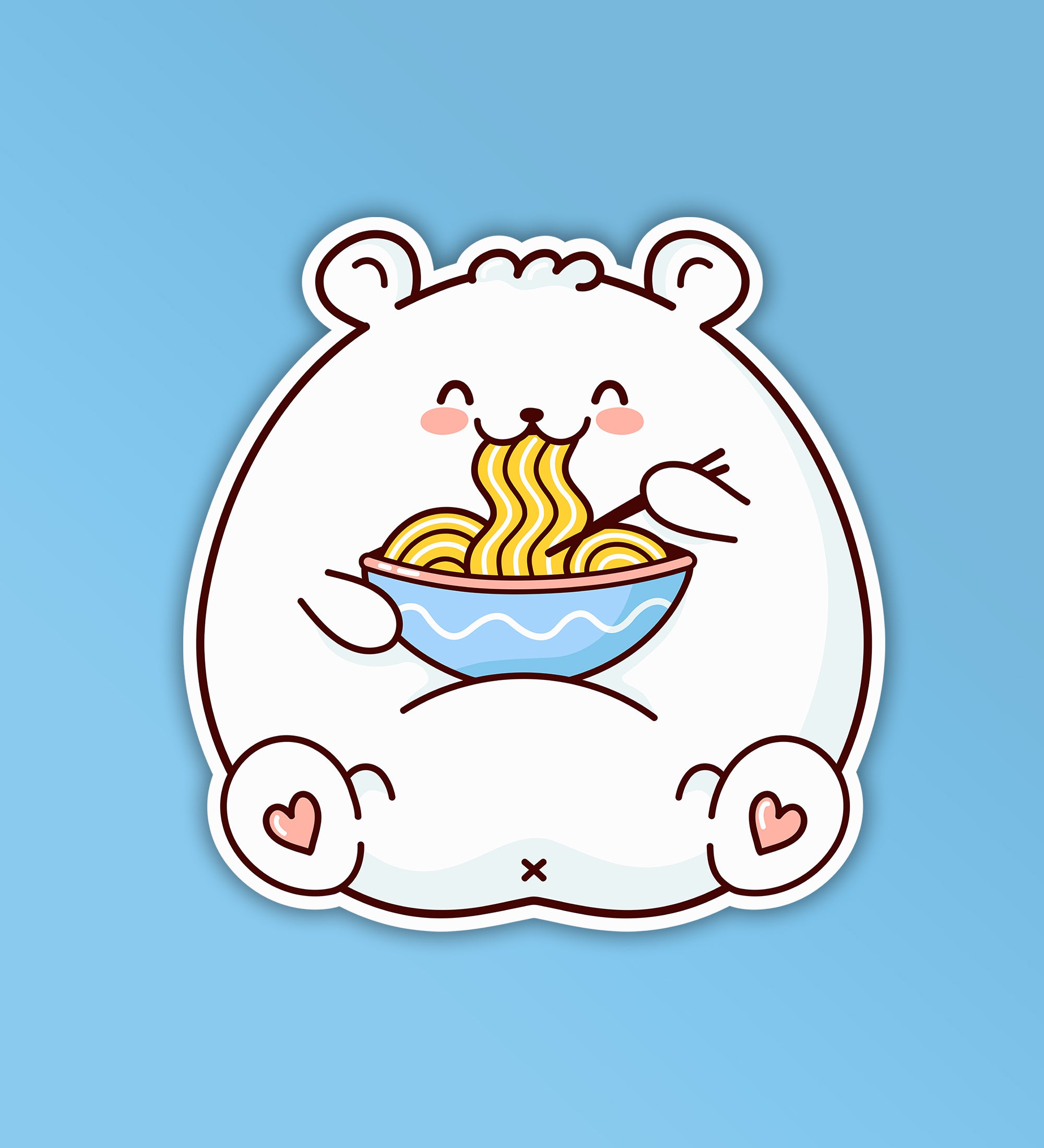 Teddy Eating Noodles Laptop Mobile Sticker Teddy Eating Noodles Laptop Mobile Sticker