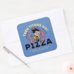 Teen Titans Go Robin Truth Justice Pizza Square Sticker