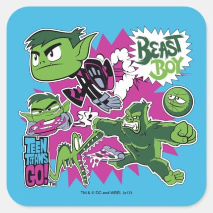 Teen Titans Go Beast Boy Shapeshifts Square Sticker
