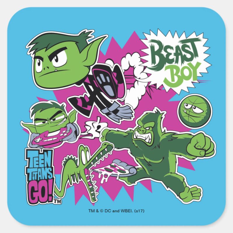 Teen Titans Go Beast Boy Shapeshifts Square Sticker
